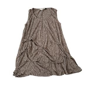 Chalet et Ceci Sleeveless Mini Dress Womens XS Tan Brown Boho Gathered Artsy